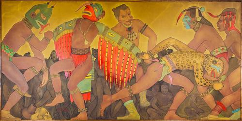 WPA mural of hypothetical Spiroan characters