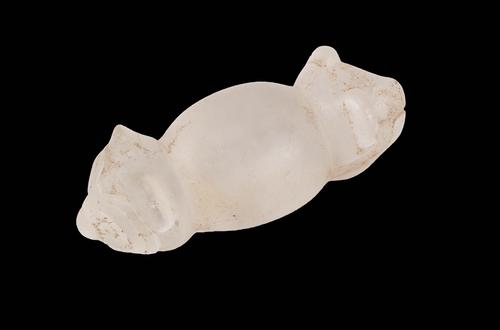 Crystal owl and feline boatstone effigy
