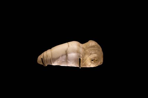 Crystal effigy boatstone of sphinx moth pupa