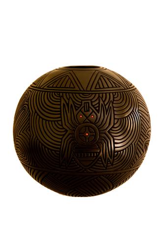 Incised jar with four story panels